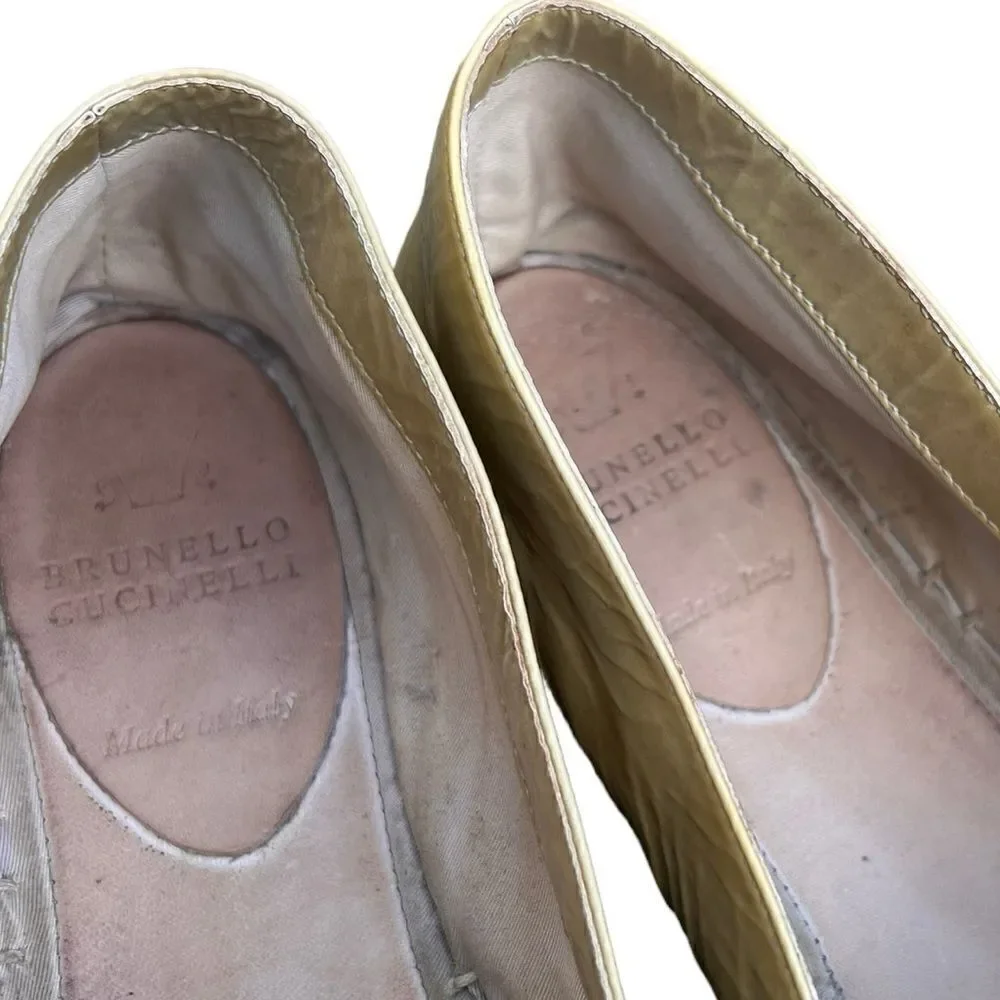BRUNELLO CUCINELLI Green Patent Leather Espadrilles 36.5